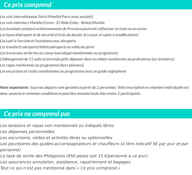 Conditions tarifaires