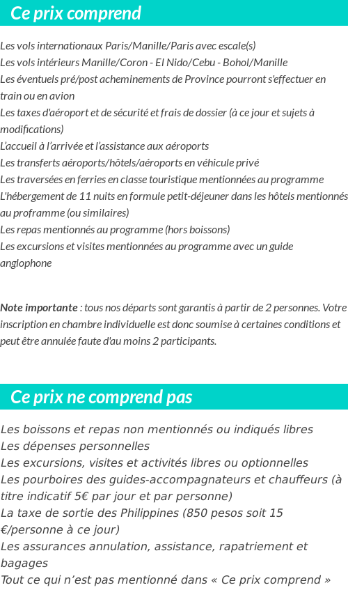 Conditions tarifaires