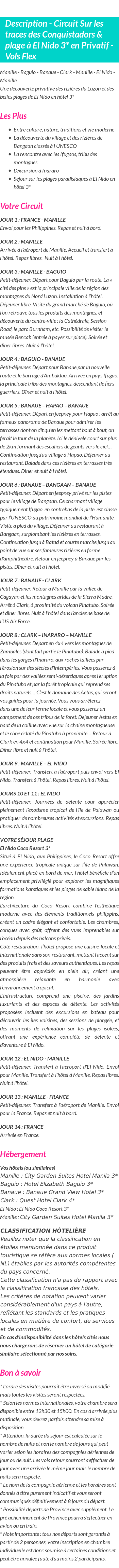 Détails du séjour
