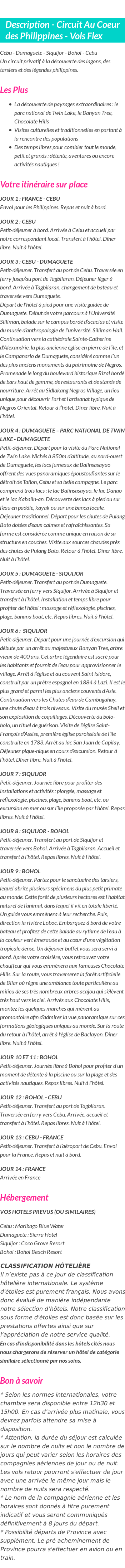 Détails du séjour