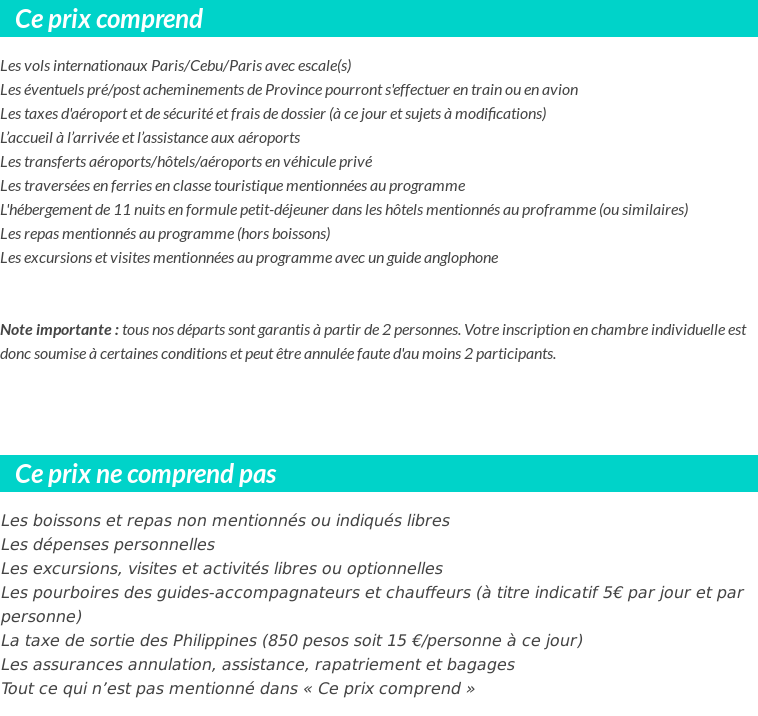 Conditions tarifaires