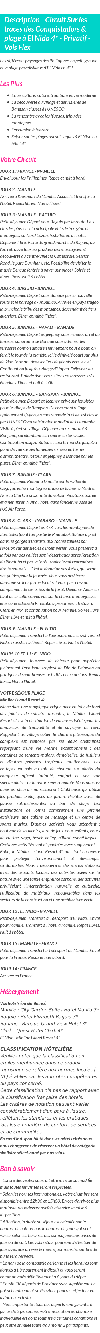 Détails du séjour