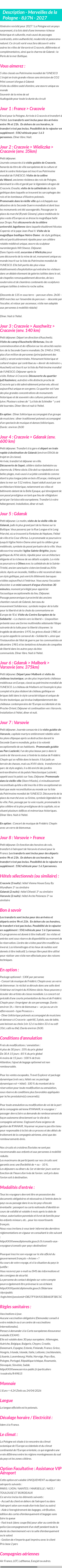 Détails du séjour