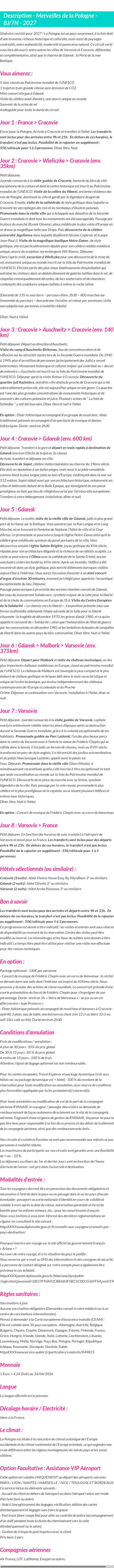 Détails du séjour