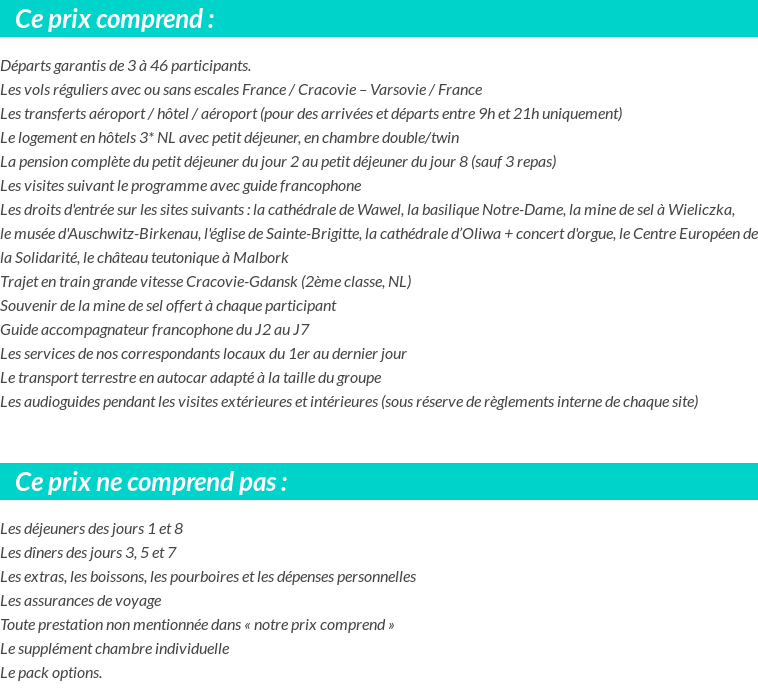 Conditions tarifaires