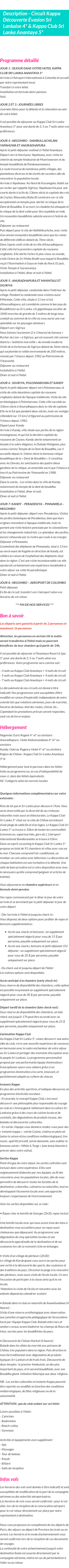 Détails du séjour