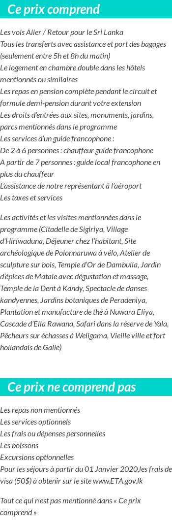 Conditions tarifaires