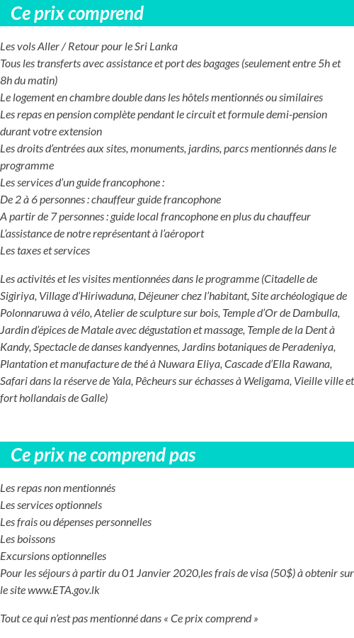 Conditions tarifaires