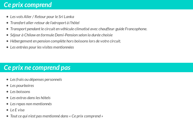 Conditions tarifaires