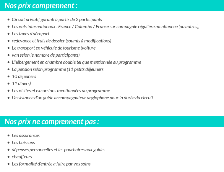 Conditions tarifaires