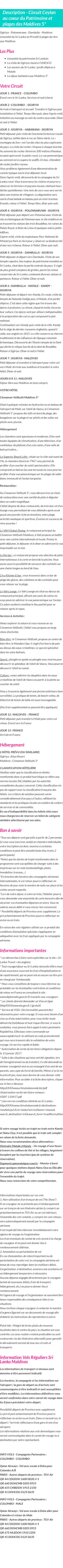 Détails du séjour