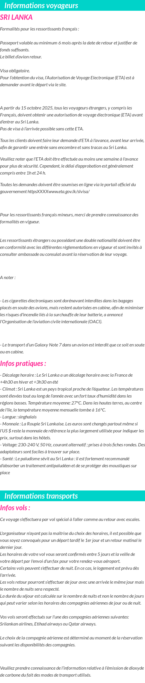 Formalités et infos voyageurs