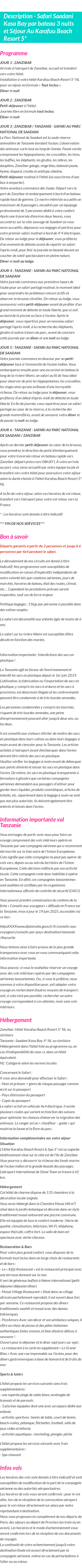 Détails du séjour