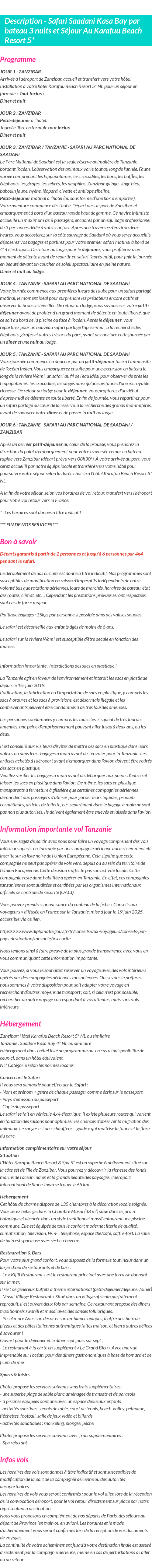 Détails du séjour