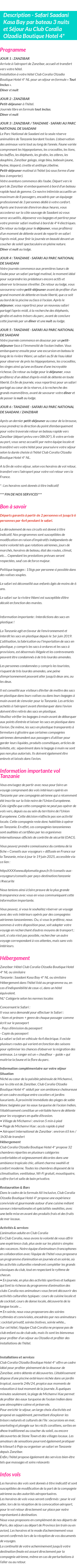 Détails du séjour