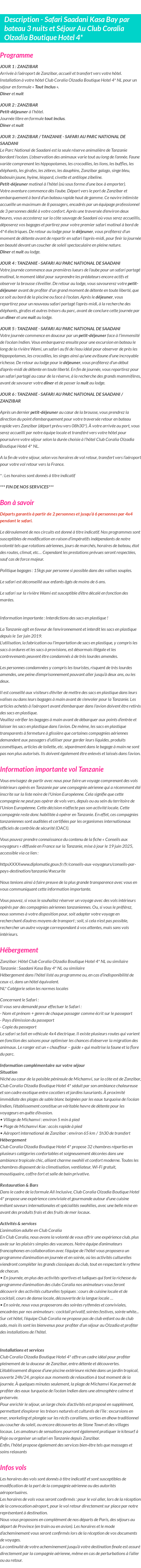 Détails du séjour