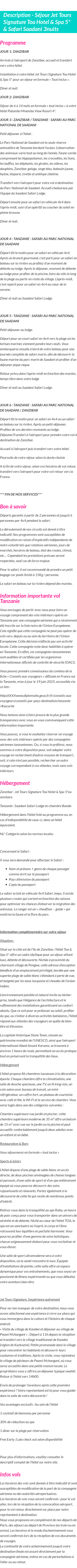 Détails du séjour