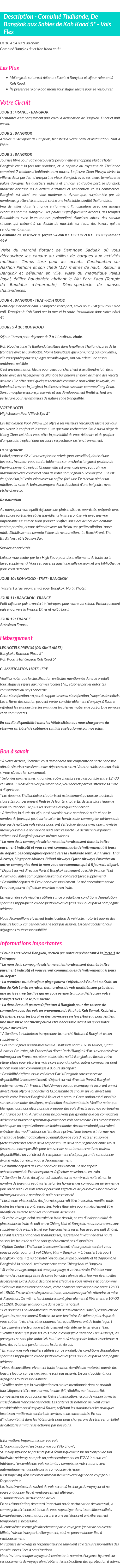 Détails du séjour