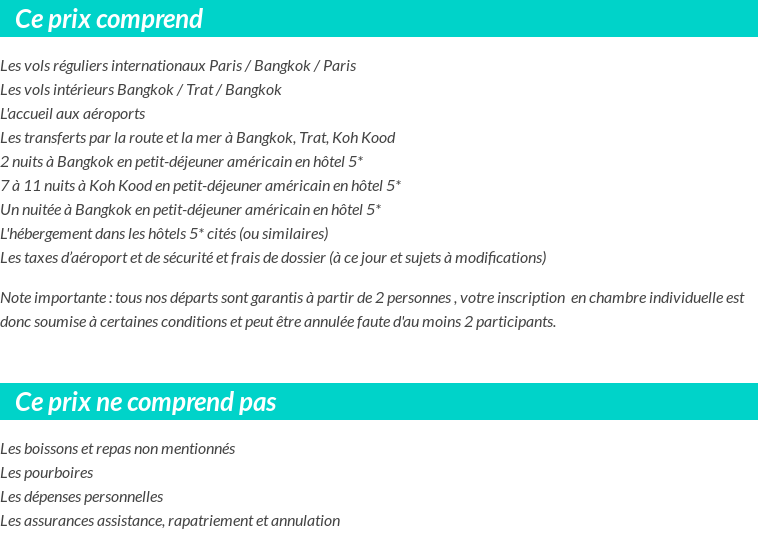 Conditions tarifaires
