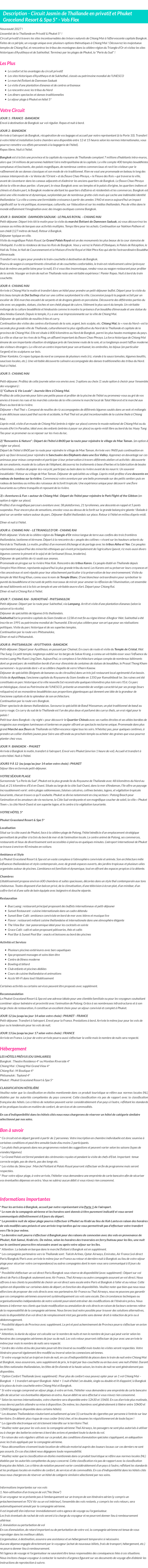 Détails du séjour