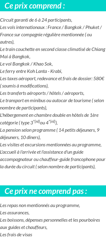 Conditions tarifaires
