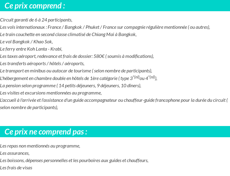 Conditions tarifaires