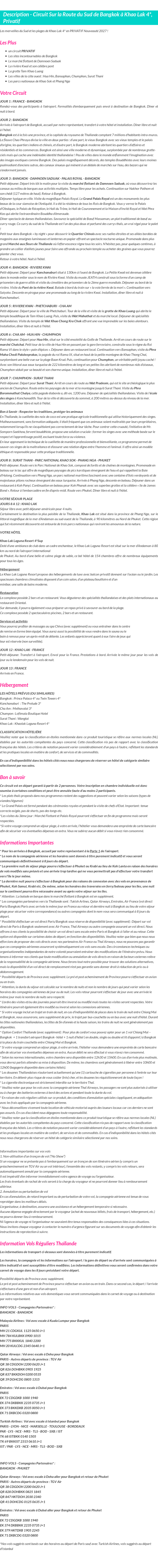 Détails du séjour