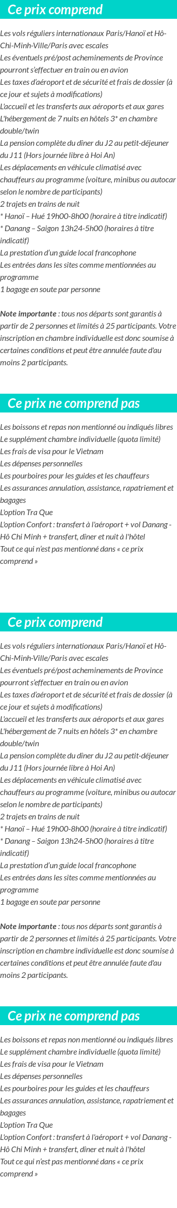 Conditions tarifaires