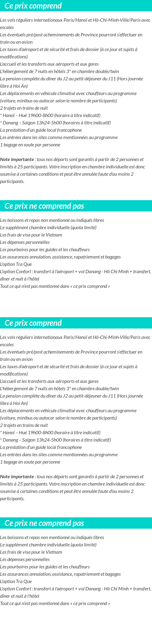 Conditions tarifaires