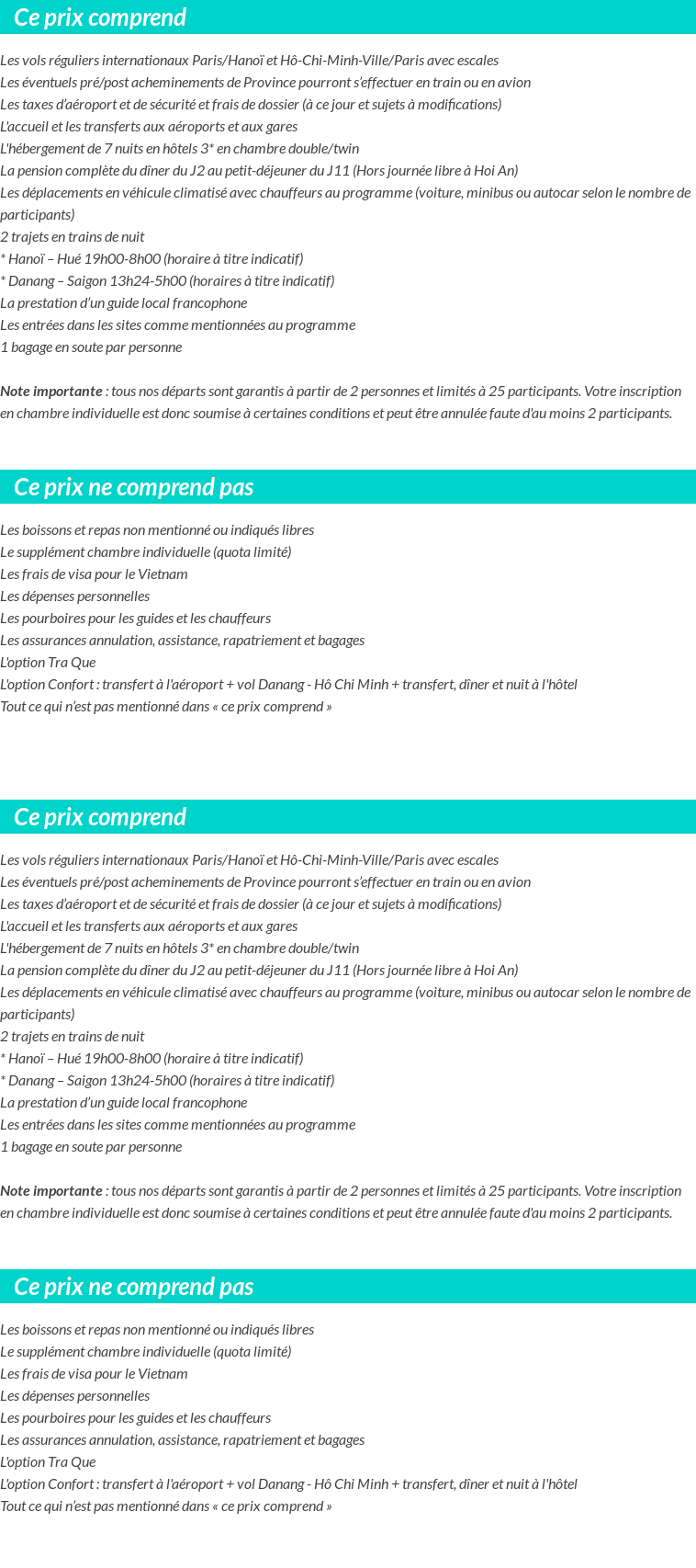 Conditions tarifaires