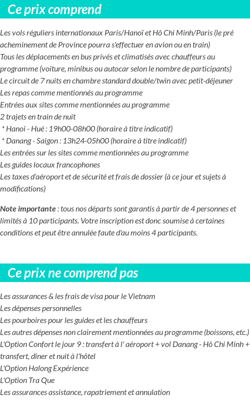 Conditions tarifaires