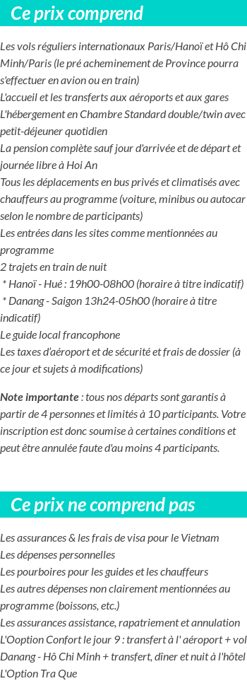 Conditions tarifaires
