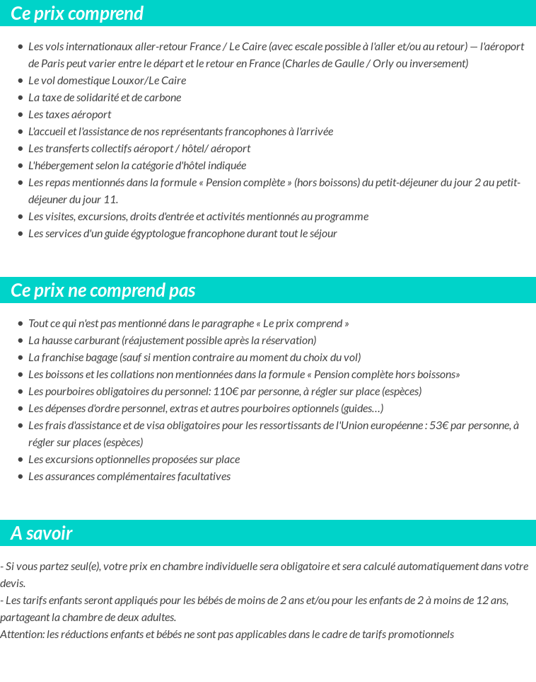 Conditions tarifaires