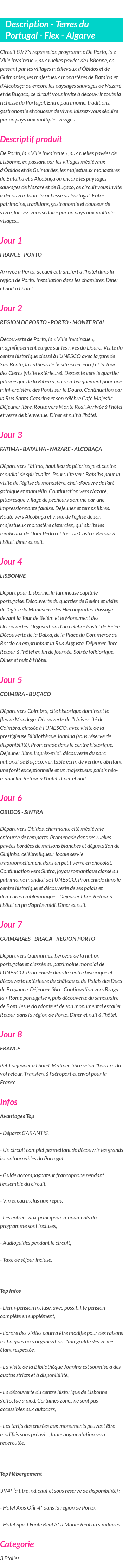 Détails du séjour