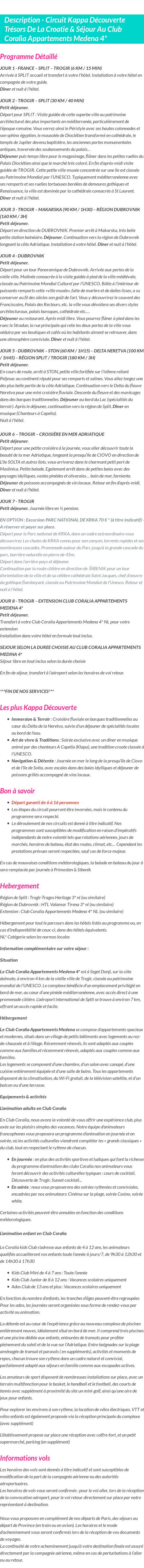 Détails du séjour