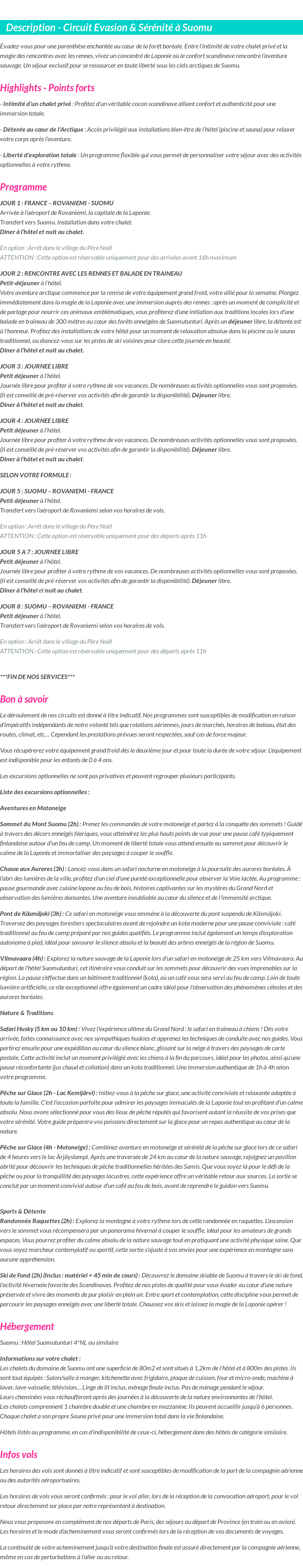 Détails du séjour