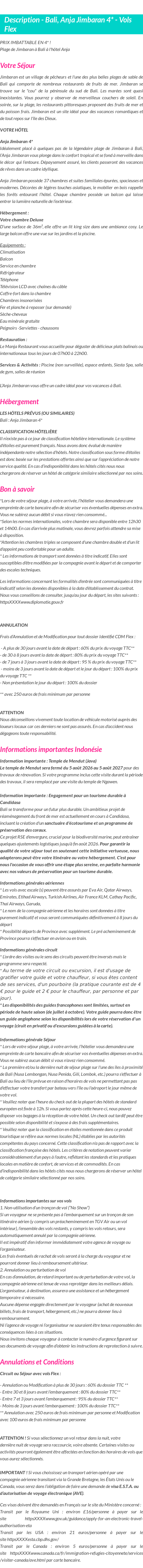 Détails du séjour