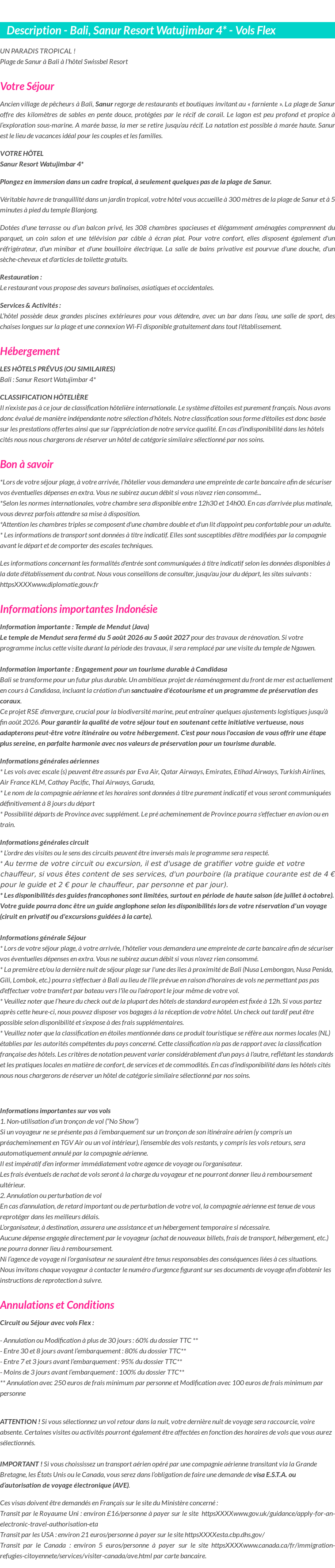 Détails du séjour