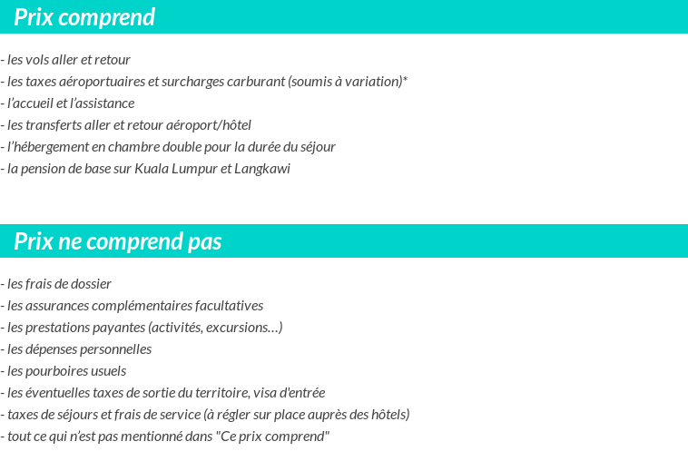 Conditions tarifaires