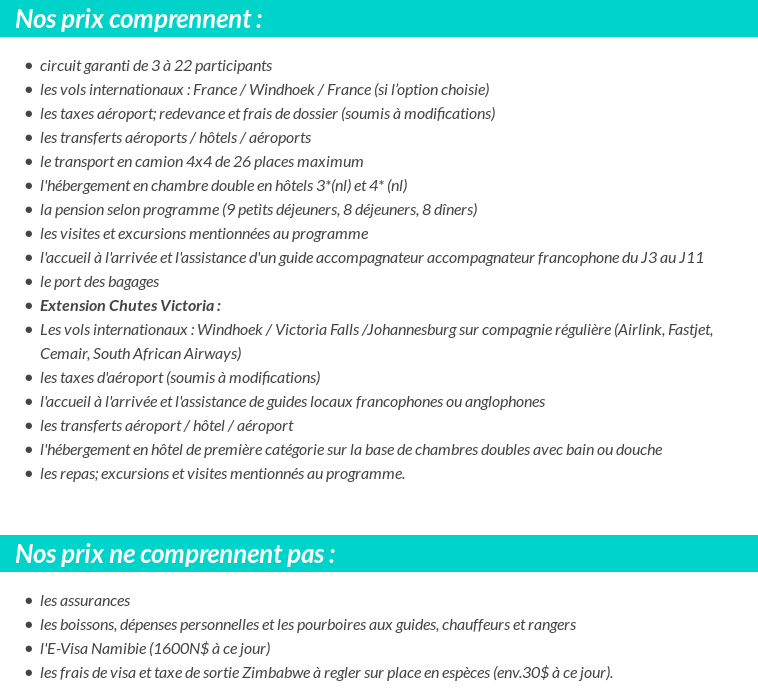 Conditions tarifaires