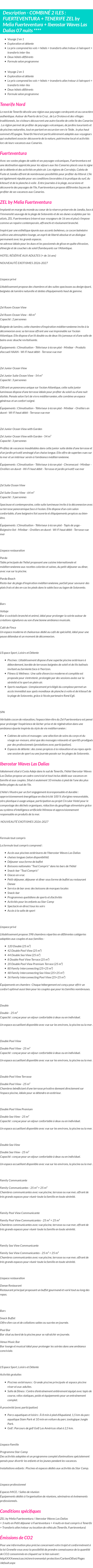 Détails du séjour