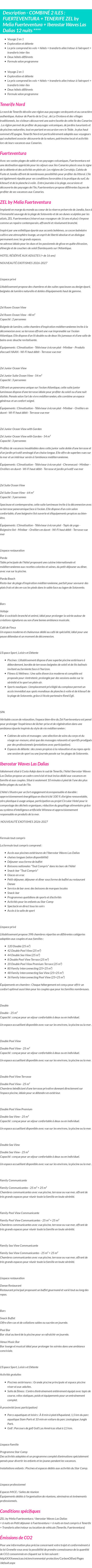 Détails du séjour