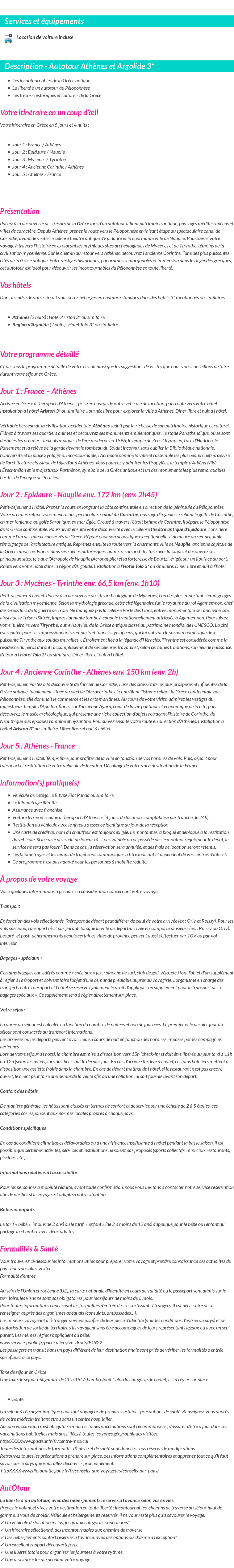 Détails du séjour