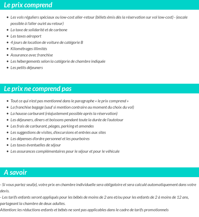 Conditions tarifaires