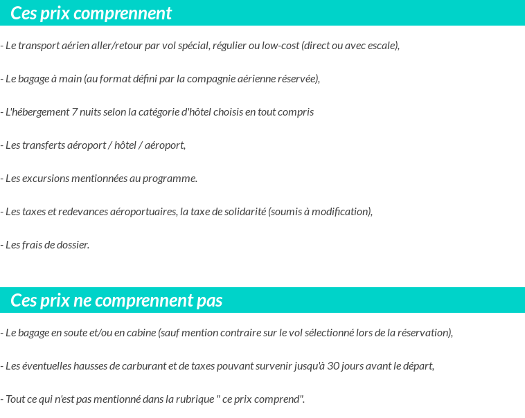 Conditions tarifaires