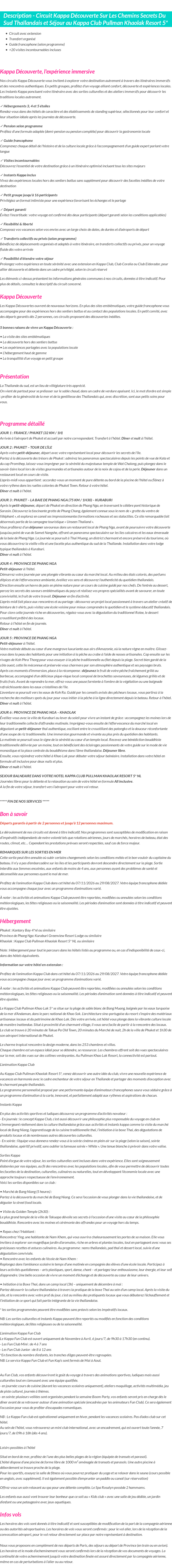 Détails du séjour