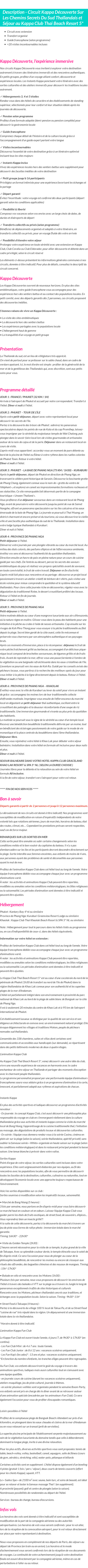 Détails du séjour