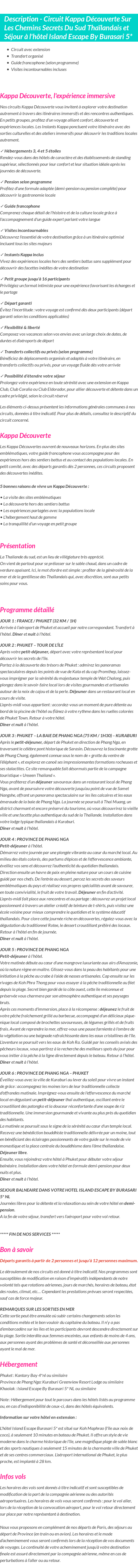 Détails du séjour