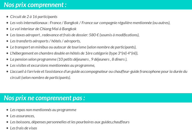 Conditions tarifaires