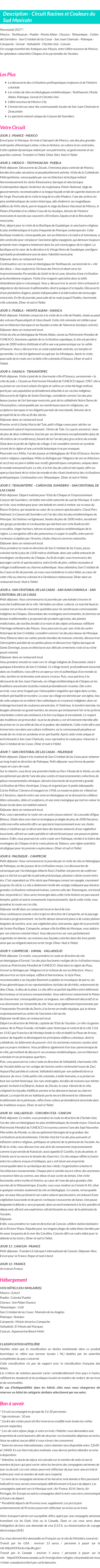 Détails du séjour